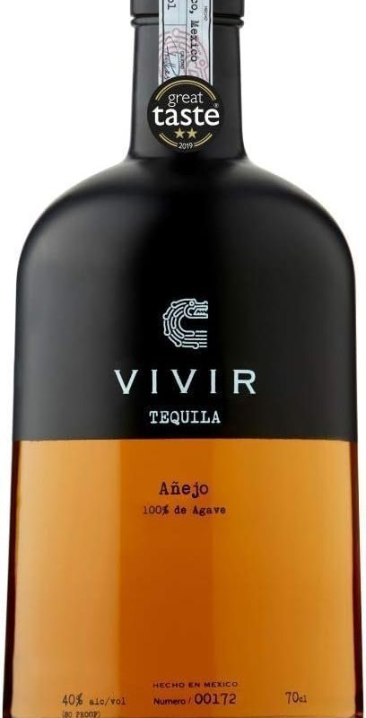 VIVIR Tequila Añejo – Award-winning Tequila Made With 100% Blue Weber Agave, Aged 18 Months In Bourbon Barrels, An Exotic Palate Of Smoky Oak, Burnt Bananas & Rich Chocolate, 70cl, 40% ABV
